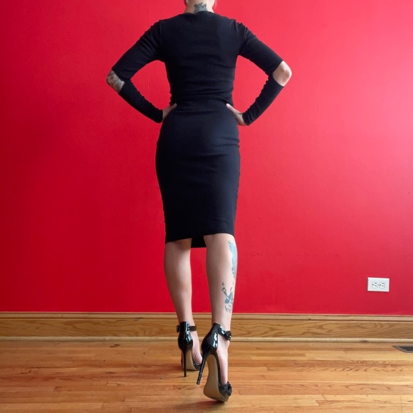 Midi Bodycon Cut-out Ribbed Dress XS - Picture 3 of 4